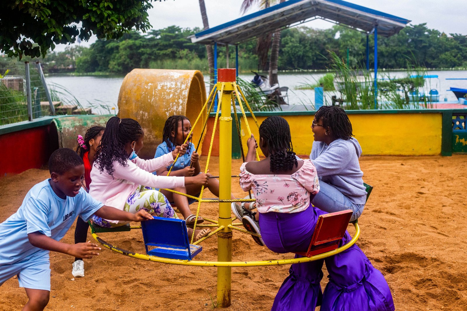 Young children playing on the school playground